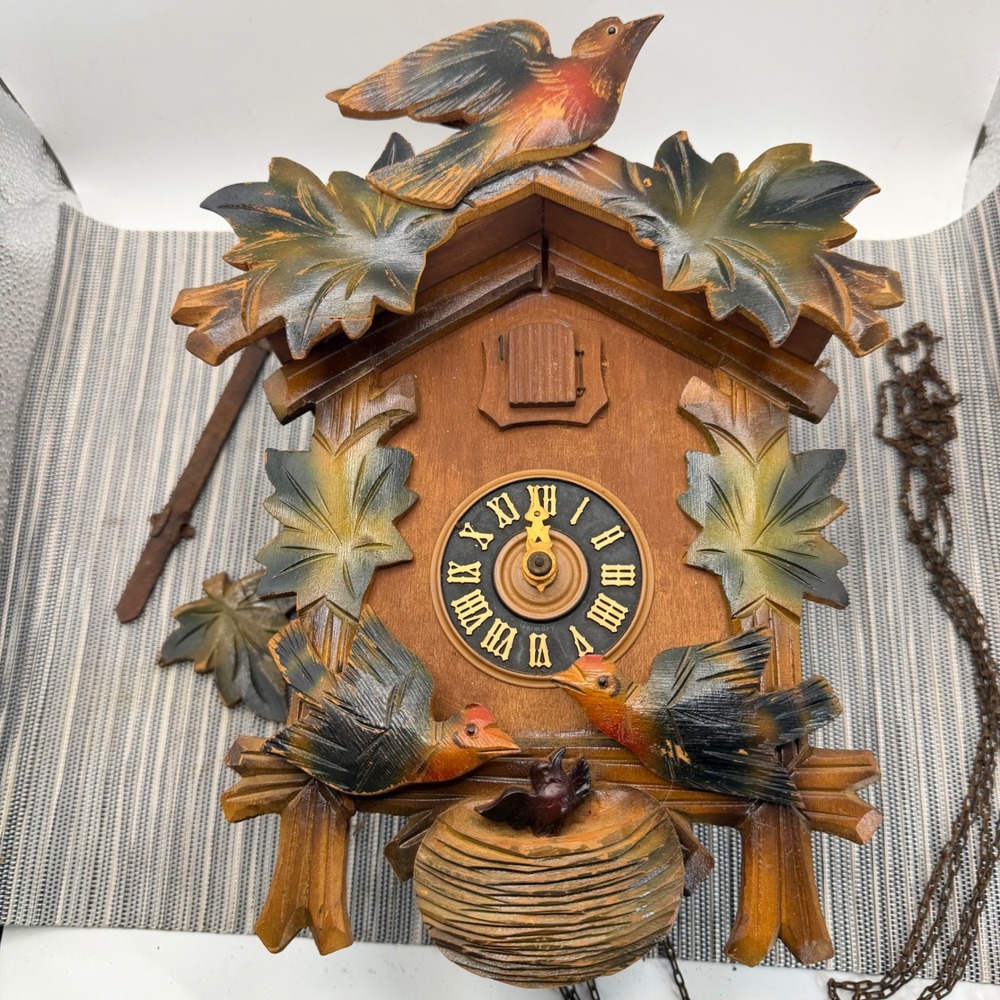 Vintage Regula German Black Forest Cuckoo Clock Carved Bird Nest Parts Repair
